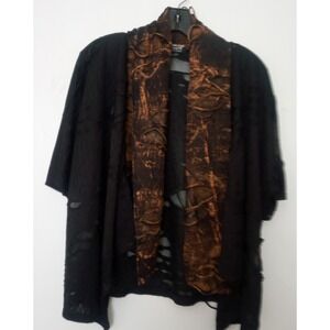 ART OF CLOTH  DISTRESSED SHREDDED Mesh BLACK Grunge Jacket Sz L Whimsigoth Dark